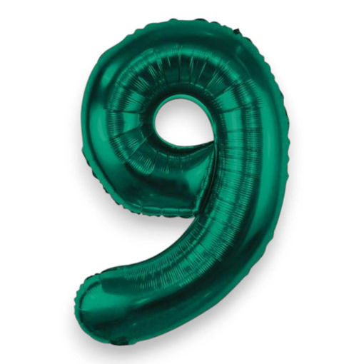 Picture of FOIL BALLOON NUMBER 9 BOTTLE GREEN 34 INCH